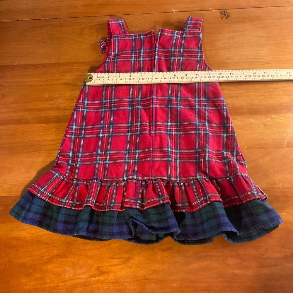 Rare Editions Plaid Jumper Kids Red Excellent‎ Reindeer Holiday Dress SIZE 4
